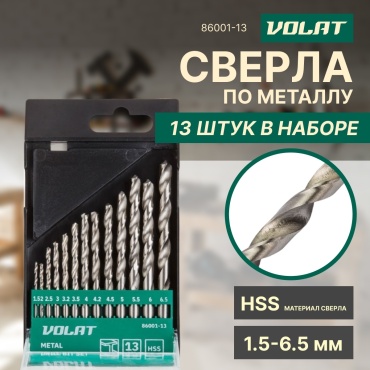 Волат по металлу, набор 86001-13 1.5 мм, 13 шт.