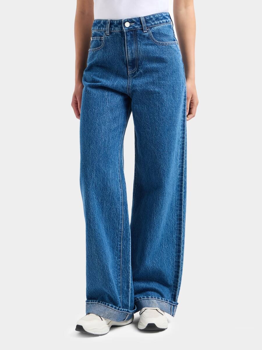 Джинсы широкие и расклешенные Emporio Armani синий