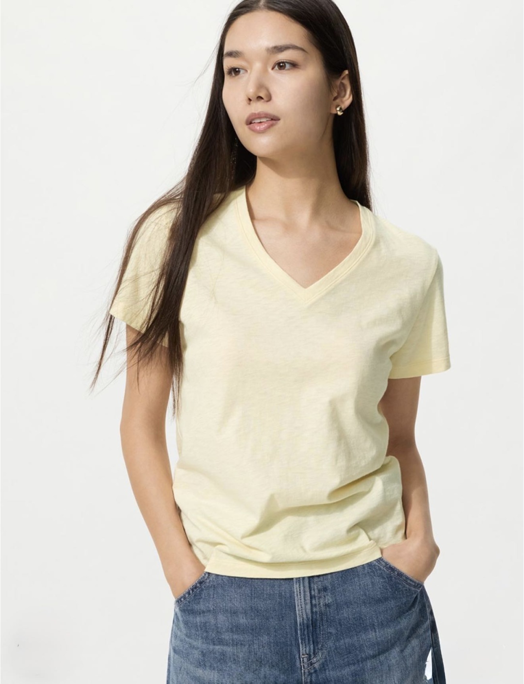 Футболка Uniqlo однотонный желтый