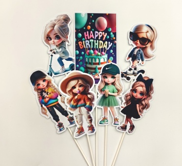 Mimi Party Куклы с котёнком топперы для торта 7 шт