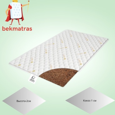 Детский матрас bekmatras Topper Kokos 70x155x2 см, беспружинный, жаккард, вискоза