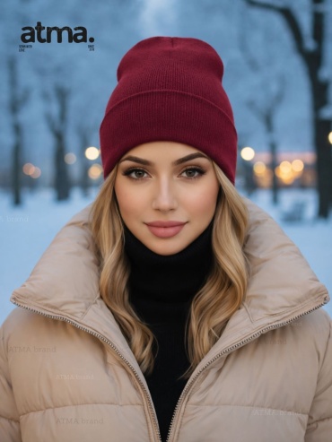 Шапка ATMA brand размер универсальный, бордовый