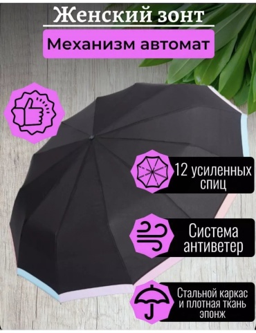 Складной зонт Regen полуавтомат черный