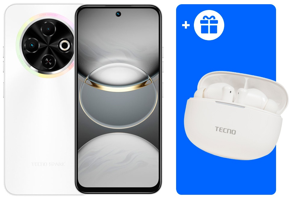 Смартфон TECNO SPARK 30C 4 ГБ/128 ГБ серебристый + подарок