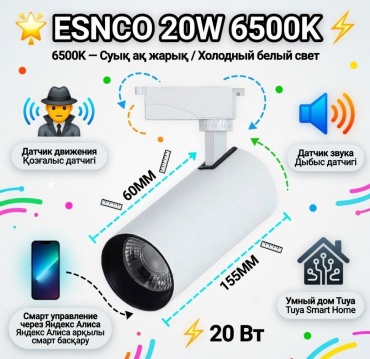Esnco трековый светильник 20W 6500K WHITE