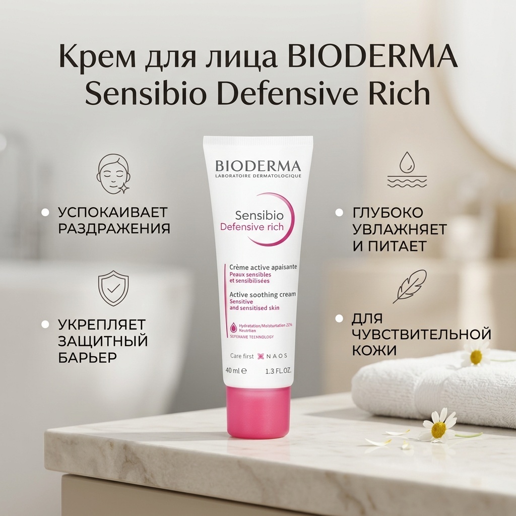 Bioderma крем Bioderma крем Sensibio Defensive Rich для лица 40 мл для лица 40 мл