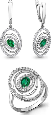 AQUAMARINE evve-400140 вес 7.5 г серебро, фианит, наноизумруд