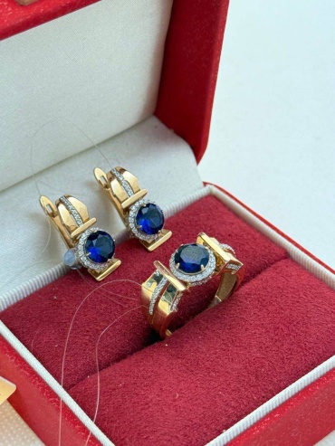 Sandu gold Кл35890 вес 11.96 г золото, фианит, синтетический сапфир