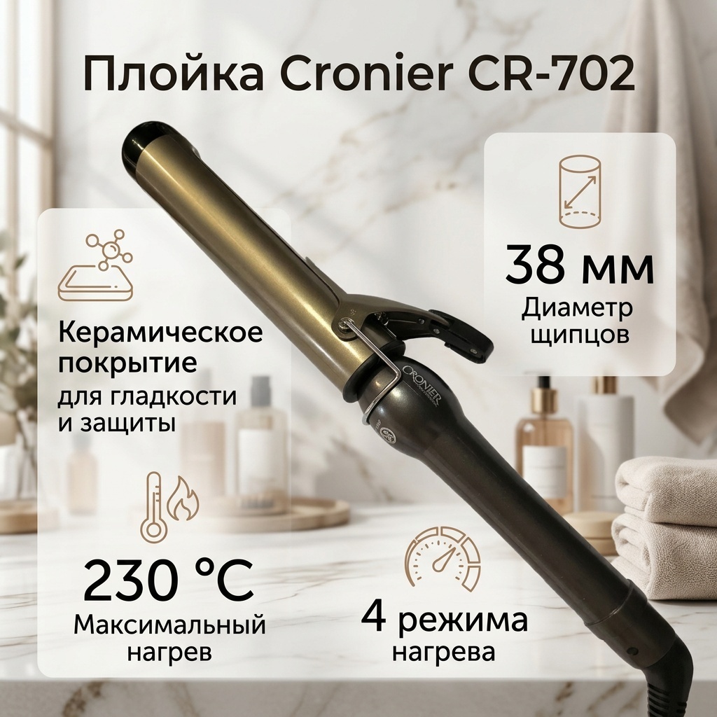 Cronier CR-702 плойка 38 мм