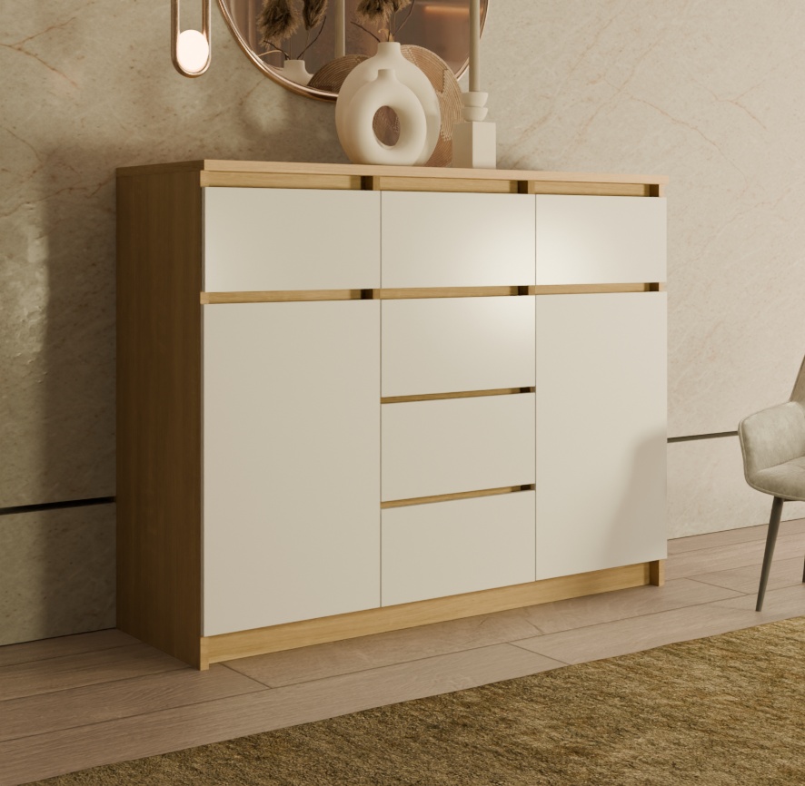 Комод GreenMebel Nord, 120.40x40x99 см, белый, бежевый