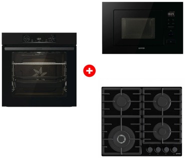 Gorenje BOS6737E06B + Микроволновая печь Gorenje BM201M2BG + Варочная поверхность Gorenje GTW641BHF черный