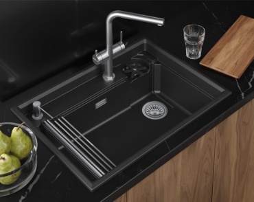Кухонная мойка GRANULA 7308R 73х52х24 см, кварцевый песок, тон шварц