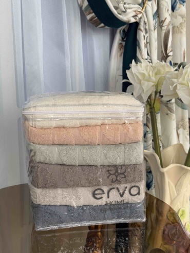 Набор полотенец ERVA HOME 100x50 см, хлопок, махровая ткань, 6 шт,