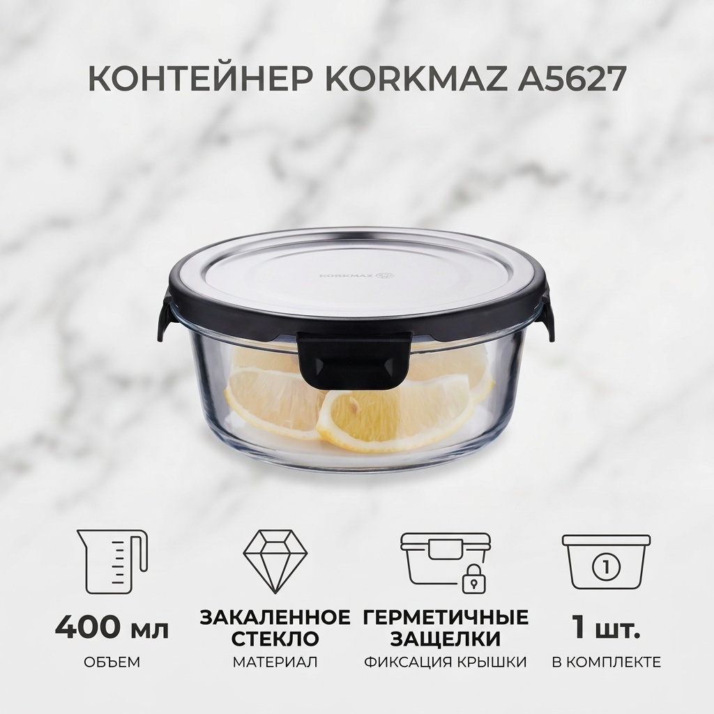 Korkmaz контейнер A5627 1 шт, стекло