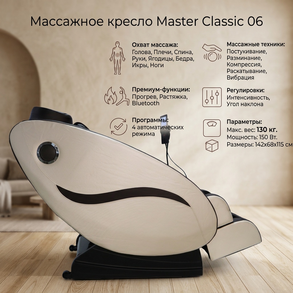 Массажное кресло IVI Classic 06 до 130 кг 4 программ