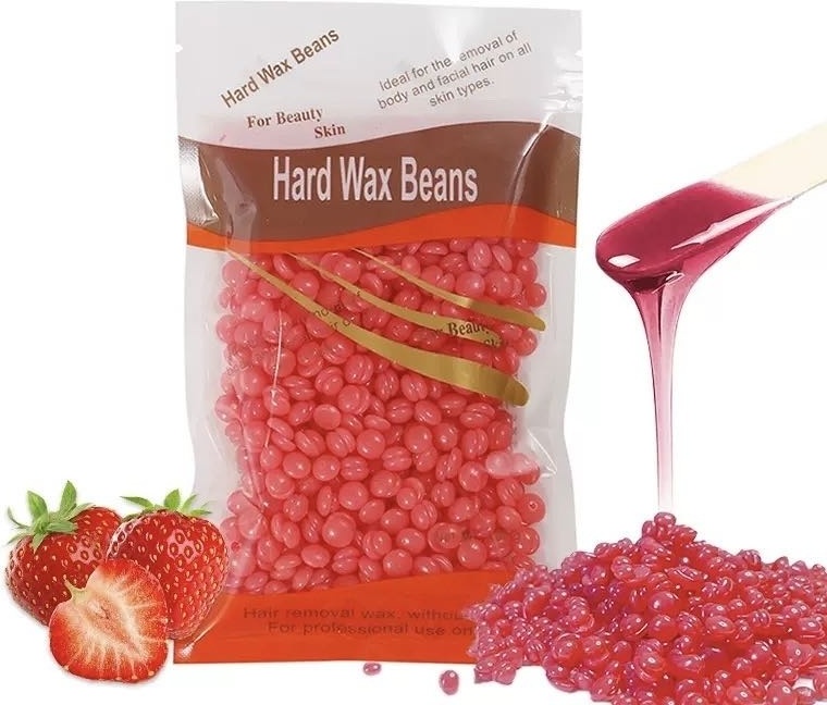 Воск пленочный Hard Wax Beans Strawberry плотность мягкая, средняя в гранулах 100 г