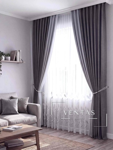 Комплект VENTAS 300x295 см 3 шт, сетка, рогожка, серый
