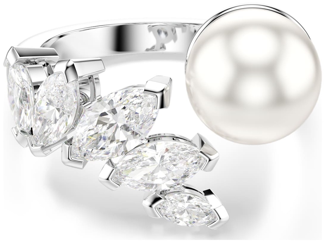 Кольцо Swarovski 5748009 размер 19 бижутерный сплав, кристаллы Swarovski, синтетический жемчуг, серебристый