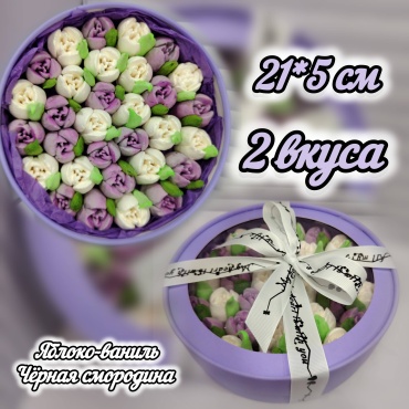 Зефирные тюльпаны в коробочке 21*5 см