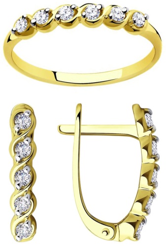 Diamant SET-6M75UG вес 3.44 г золото, фианит