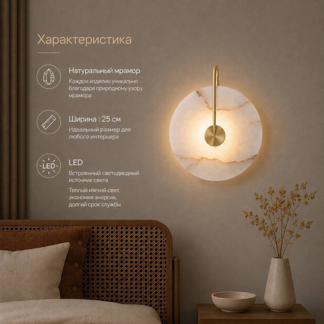 Бра настенный RRR Brand LED, латунь