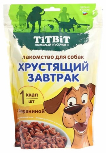 TiTBiT печенье завтрак хрустящий с бараниной для собак всех пород 350 г