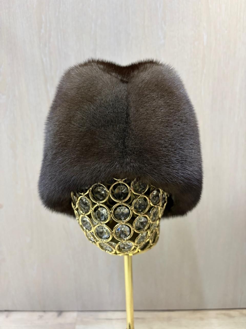 Шапка SemiFur размер 56, 57, 58, 59, светло-коричневый, темно-коричневый