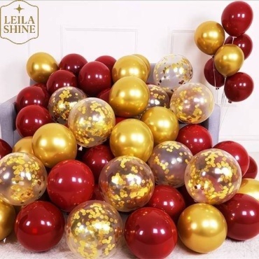 Воздушный шар Leila Shine Набор из 30 шт, красный, золотистый, прозрачный