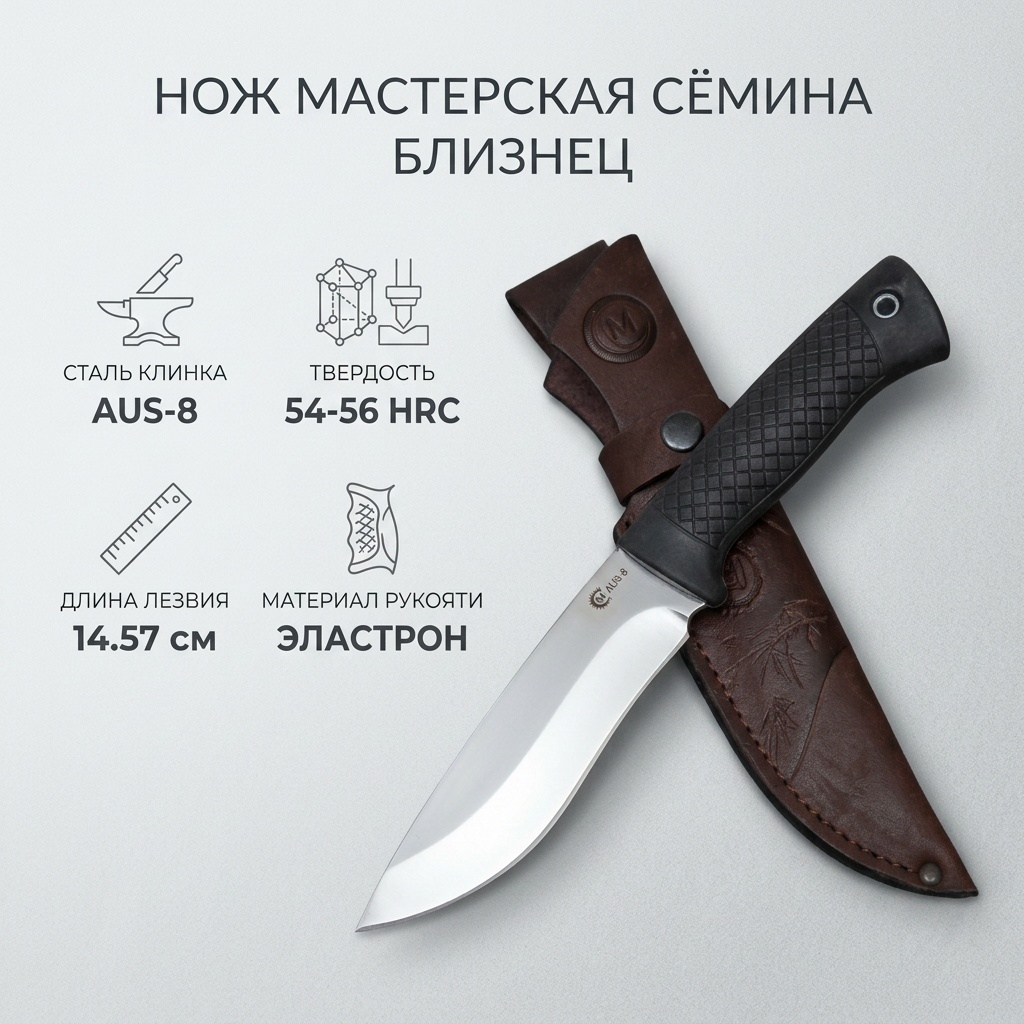 Нож разделочный Мастерская Сёмина, лезвие: нержавеющая сталь 1 шт