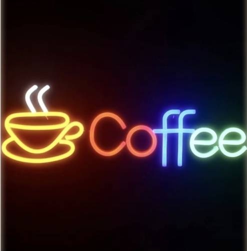 Неоновая вывеска настенный Coffee, разноцветный