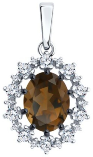 Подвеска Diamant 94-330-02042-4 вес 1.82 г серебро, фианит, раухтопаз