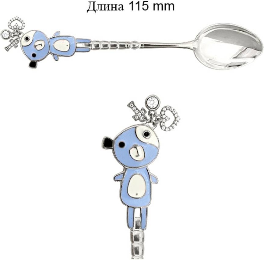 Ложка AQUAMARINE 70620А вес 11.98 г серебро, фианит, эмаль