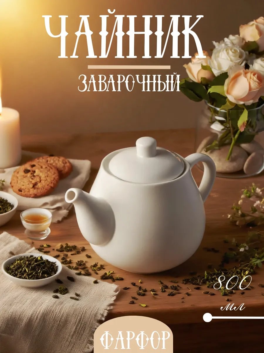 Чайник 448885127 0.8 л, фарфор