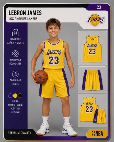 Комплект NBA Детская баскетбольная форма 358 фиолетовый, желтый 120