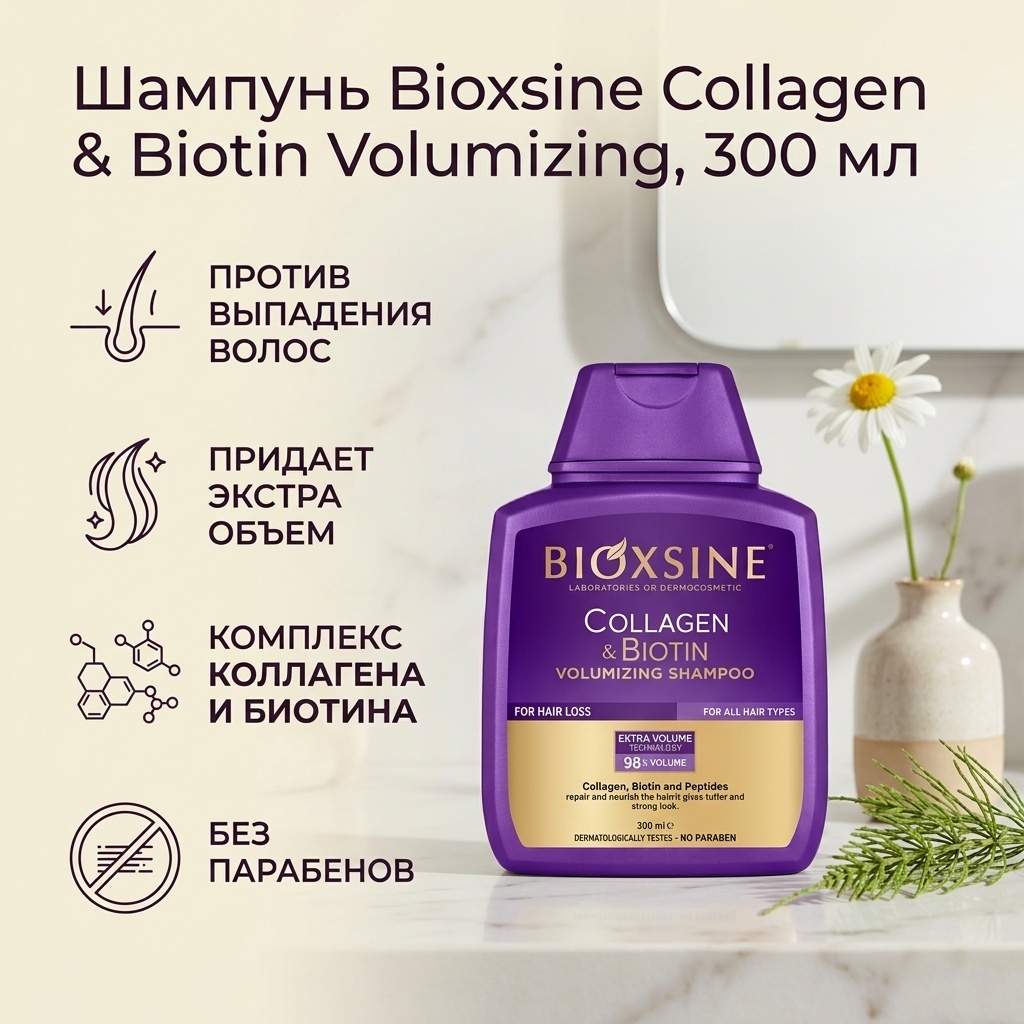 Bioxcin Collagen против выпадения волос шампунь 300 мл
