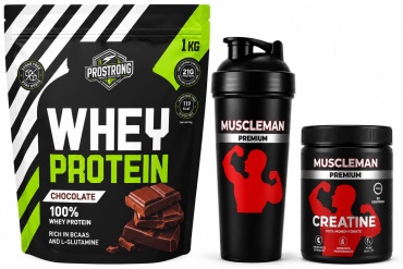 Протеин Prostrong Prostrong Whey 1 kg шоколад + креатин 300 гр + шейкер 500 мл шоколад 1000 г