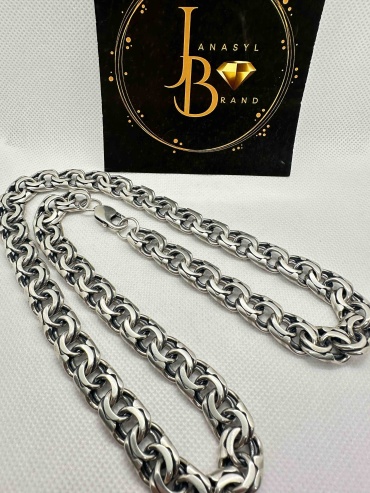 JANASYL Brand JB132 длина 60 см, вес 128 г серебро, плетение бисмарк