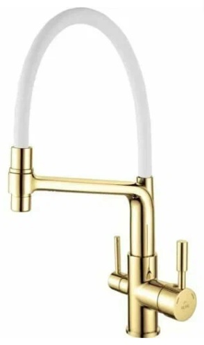 Смеситель с гибким изливом Rose R658E, латунь, цвет белый, золотой