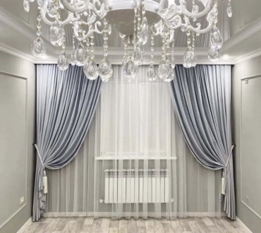 Комплект OKA HOME 400x280 см 3 шт, сетка, велюр, светло - серый