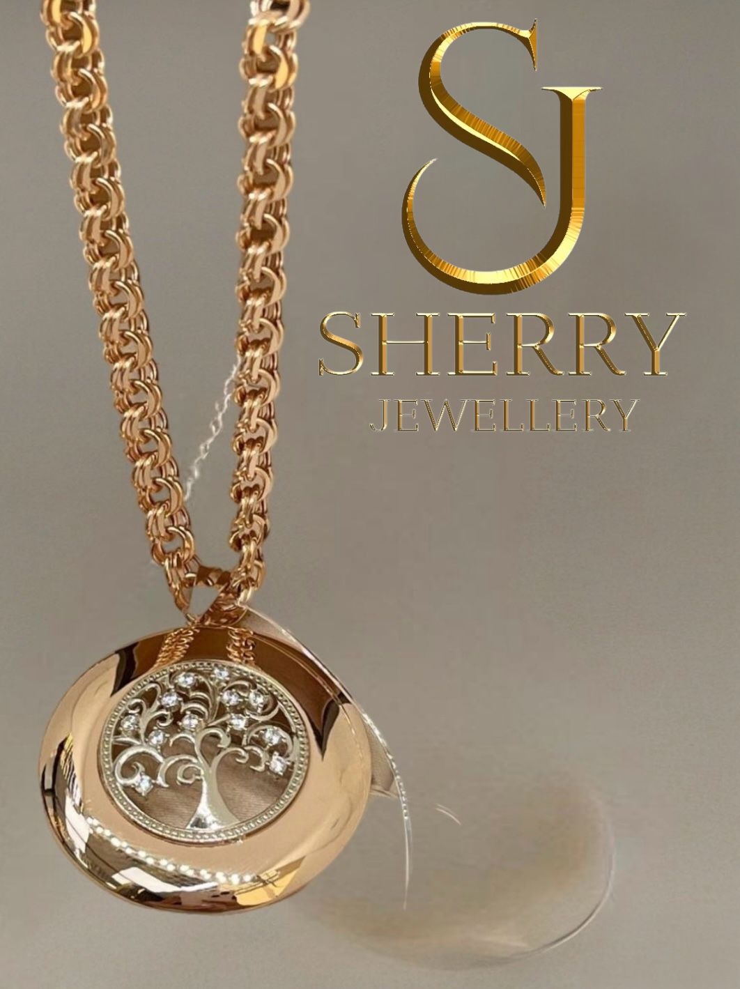 Колье SHERRY ДЕРЕВО_СЧАСТЬЕ_08 длина 60 см вес 8.87 г золото, фианит