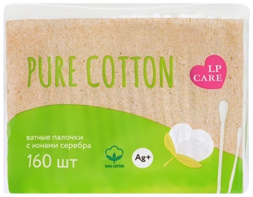 LP Care ватные палочки PURE COTTON с ионами серебра 160 шт