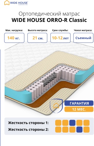 Матрас WIDE HOUSE ORRO-R Classic, 145x190x21 см