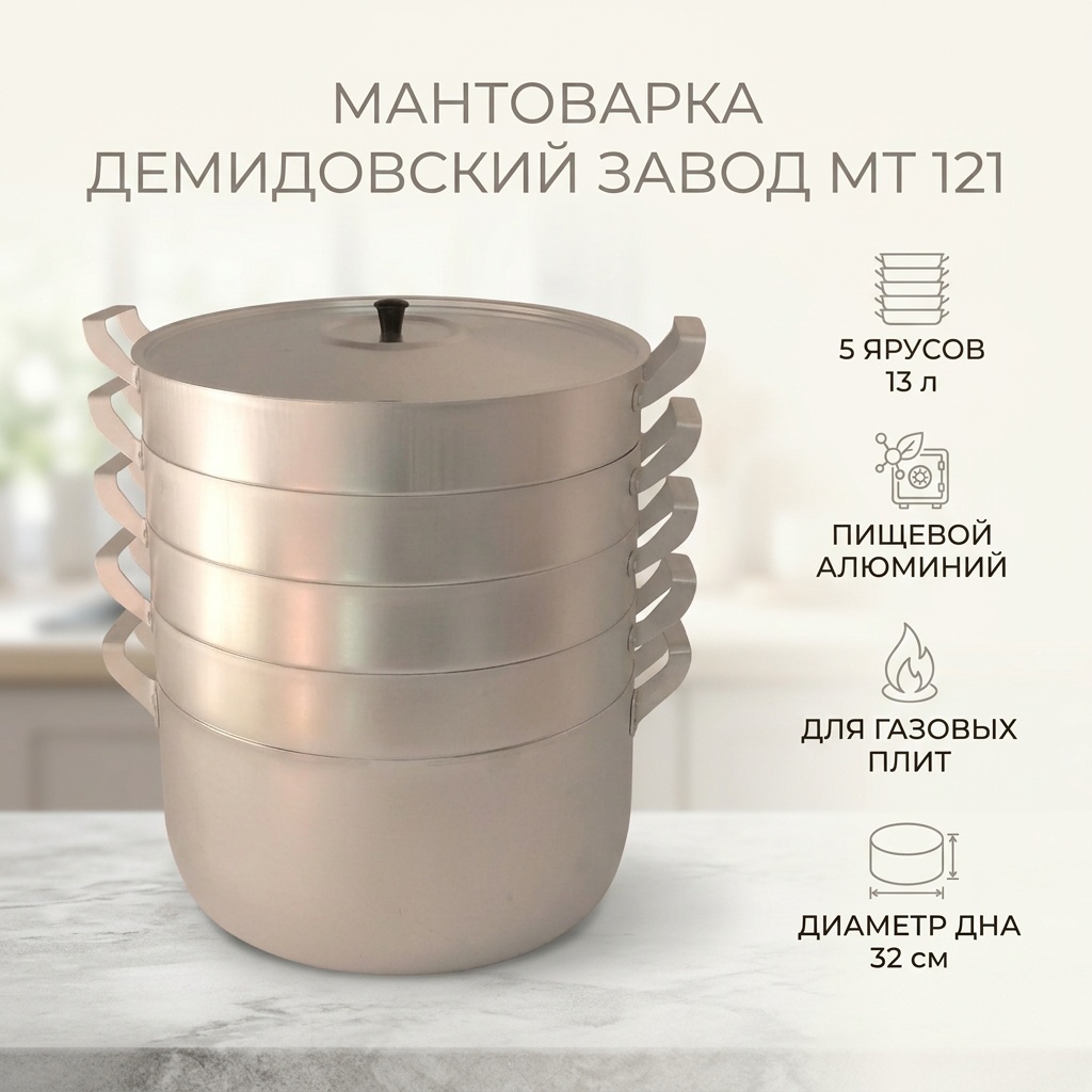 Мантоварка 13 л, Демидовский завод алюминий, количество ярусов: 5
