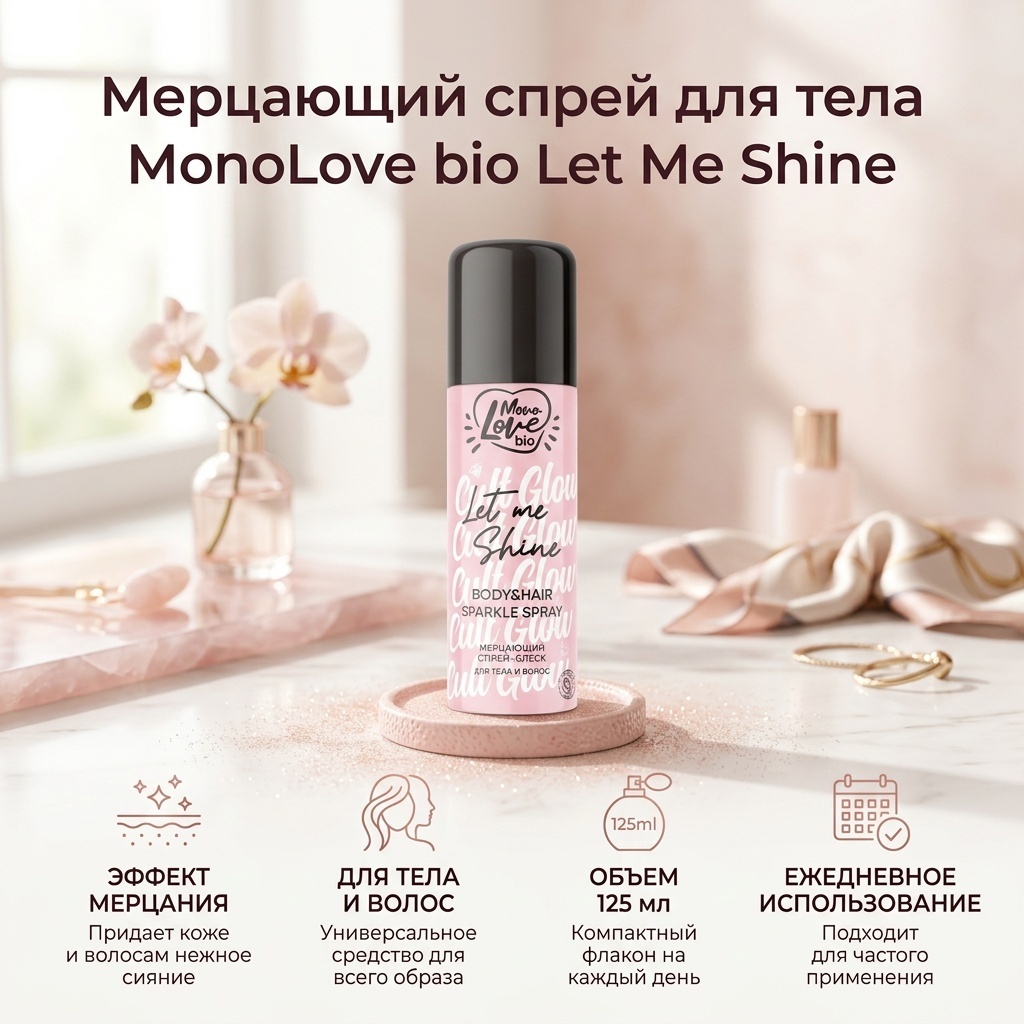 MonoLove bio Мерцающий спрей для тела 125 мл