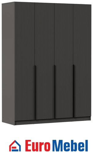 Распашной шкаф Euromebel SZF4D, 160x221х58.3 см, графит