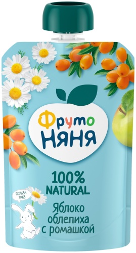 Детское пюре ФрутоНяня яблоко, облепиха, ромашка 90 г, с 1 года