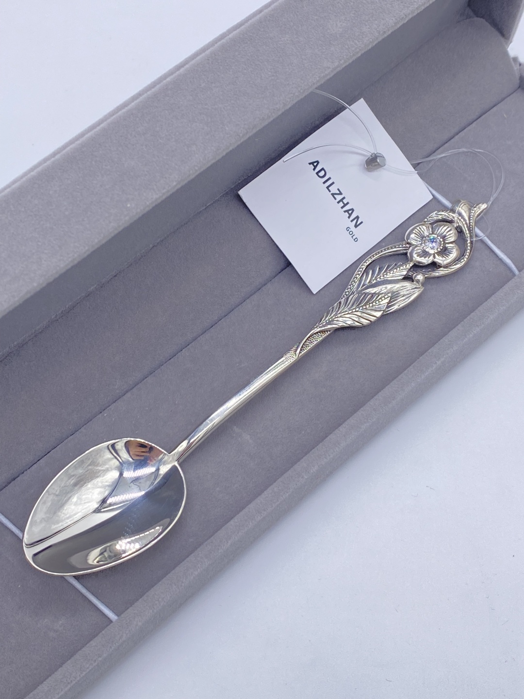 Ложка ADILZHAN GOLD khan02802 вес 19.47 г серебро, фианит