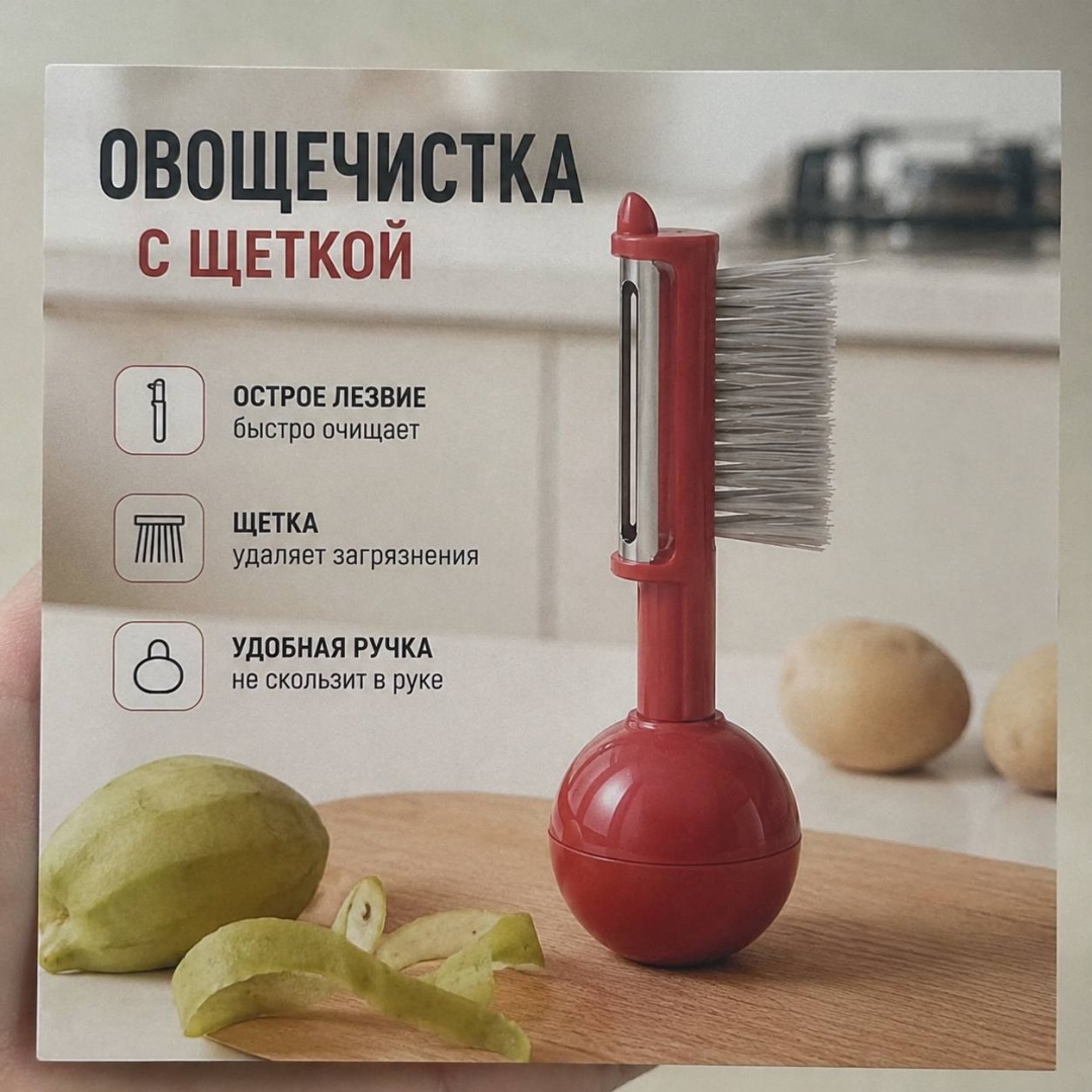 Овощечистка нержавеющая сталь, пластик, красный