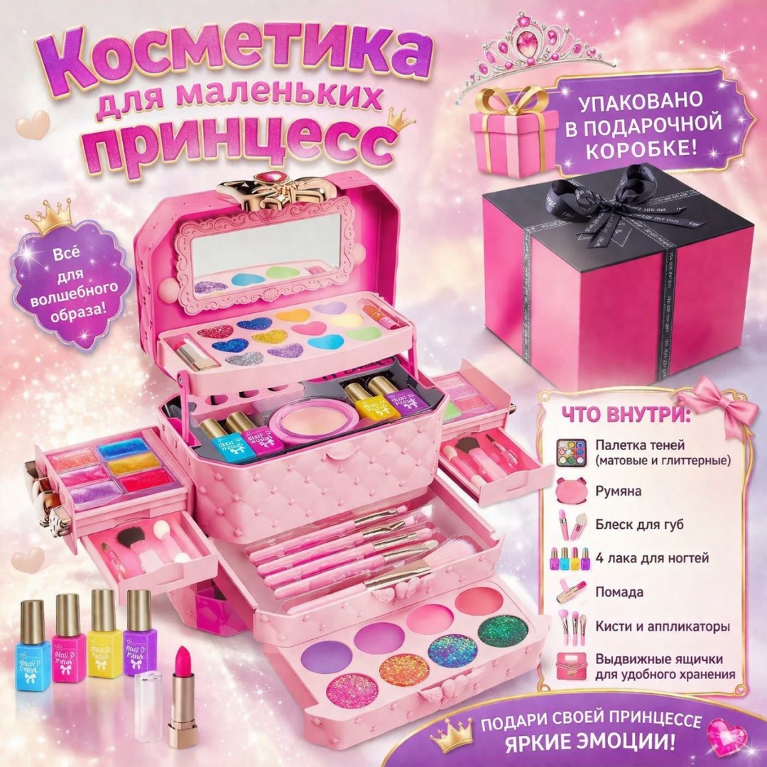 Бьюти-кейс пластик розовый 14X21 см