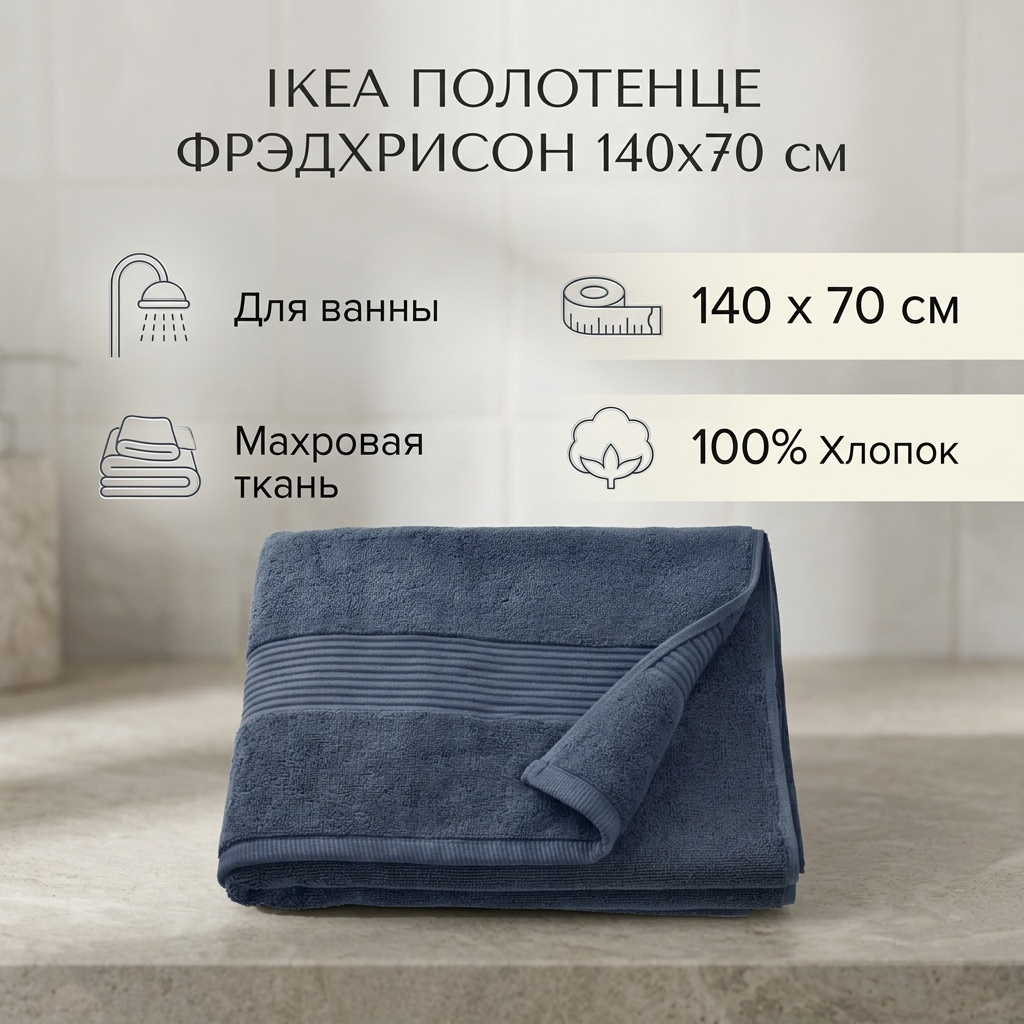 Полотенце IKEA 140x70 см, хлопок, 1 шт,